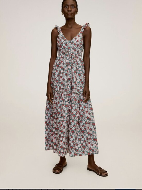 Mango Dresses & Skirts - Mango Floral Maxi Dress Multicolor Ruffle Straps Tiered Sundress Cottagecore 8